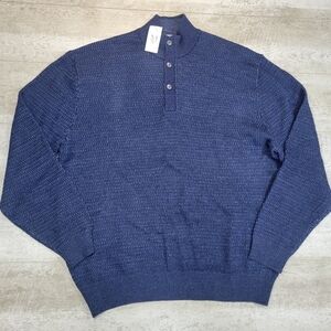 NWT Blue Knit Merino Wool Blend Sweater Size Large